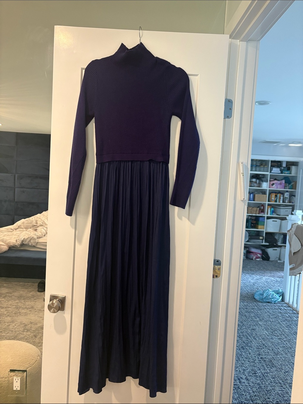 Anthropologie Navy Blue Long Sleeve Maxi Dress